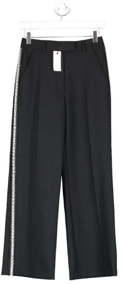 Karen Millen X Lydia Millen Petite Black Tailored Stretch Pearl Embellished Trousers UK 8