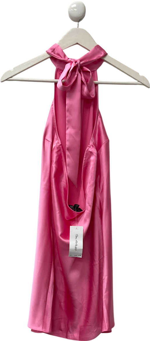 Miss Selfridge Pink Halterneck Satin Mini Dress UK 10