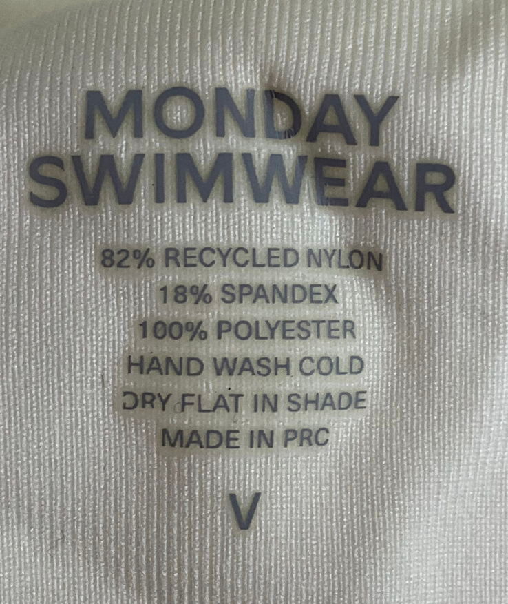 Monday Swimwear Cream St Barth's V-neck Recycled-polyester-blend Swimsuit UK 12-14