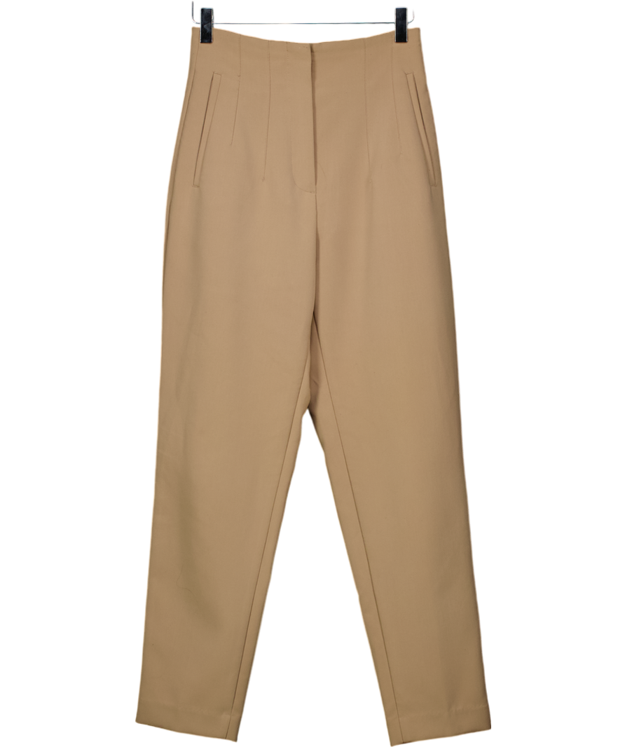 ZARA Beige High Waisted Tapered Trousers UK XS