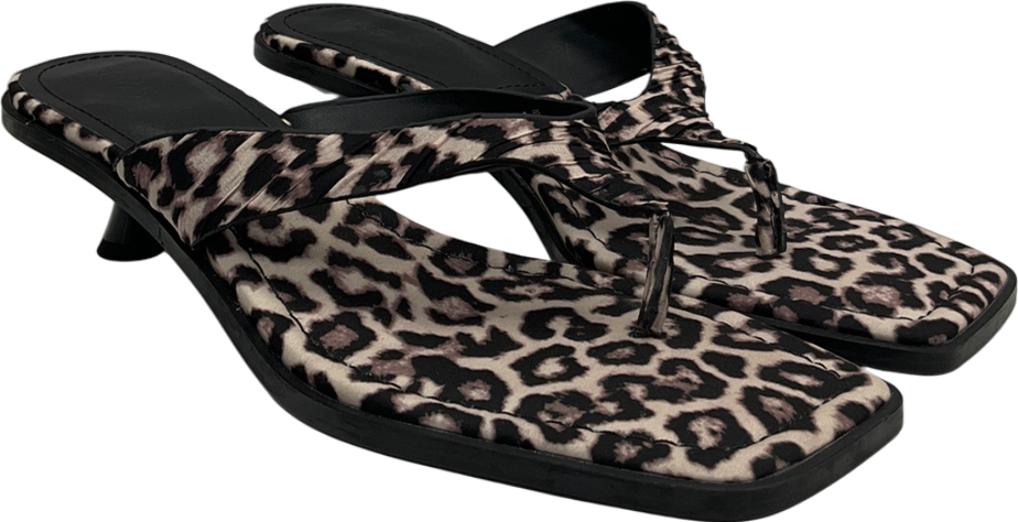 M&S Brown Leopard Print Kitten Heel Sandals UK 8 EU 41 👠