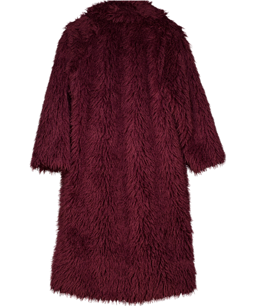 SOY & CO Red Burgundy Faux Fur Long Coat UK M/L