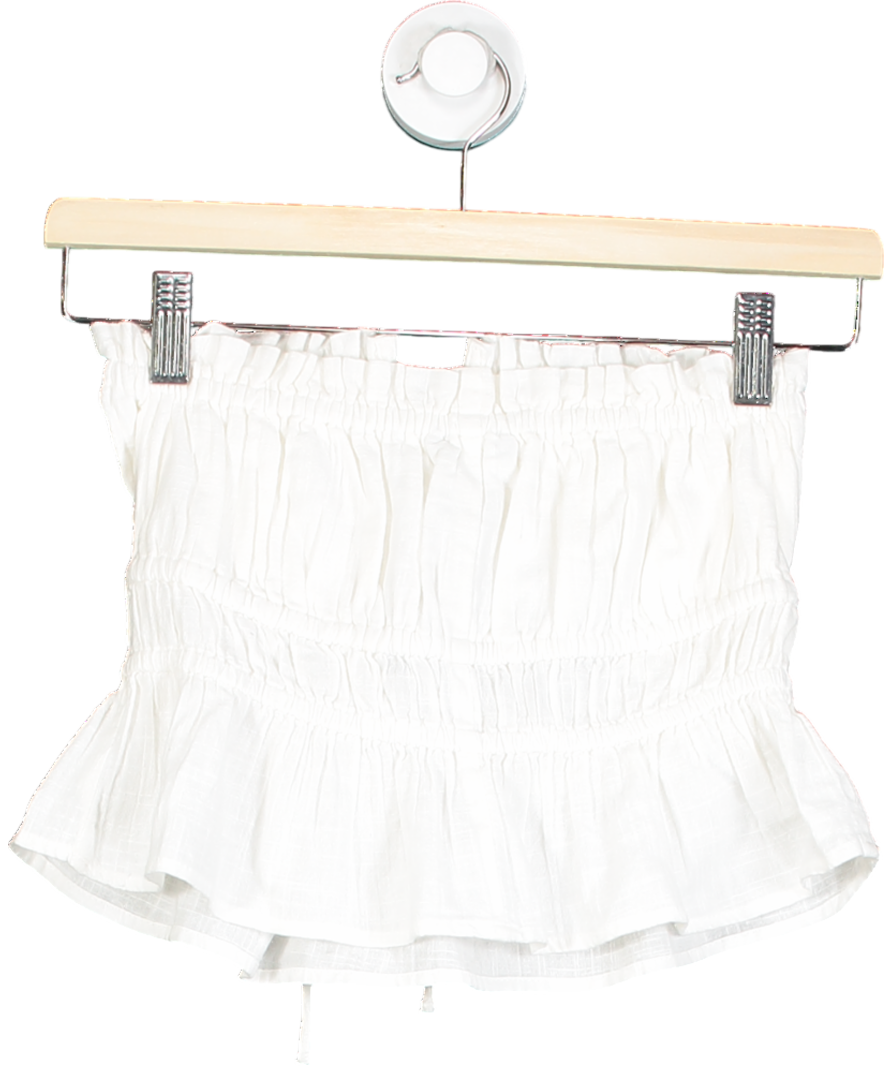 New Look White Ruched Tie Front Bandeau Top UK 10
