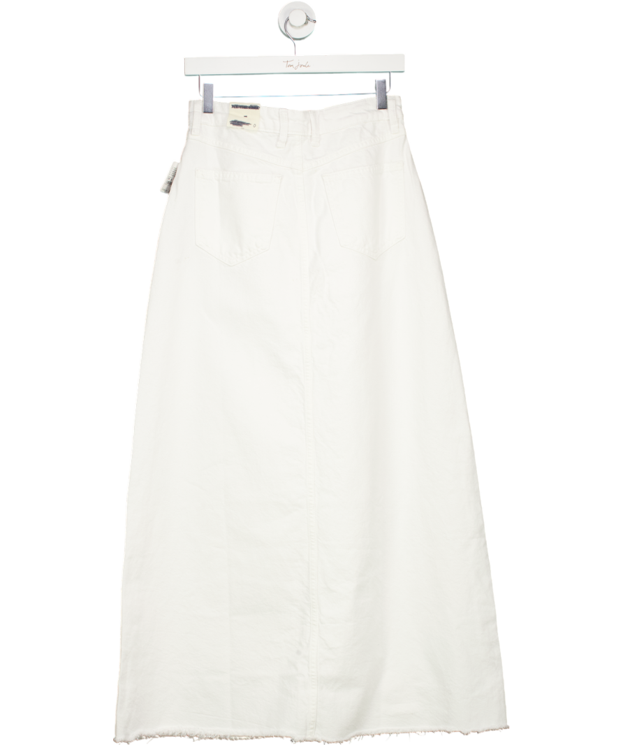 Free People White Come As You Are Denim Maxi Skirt UK 4