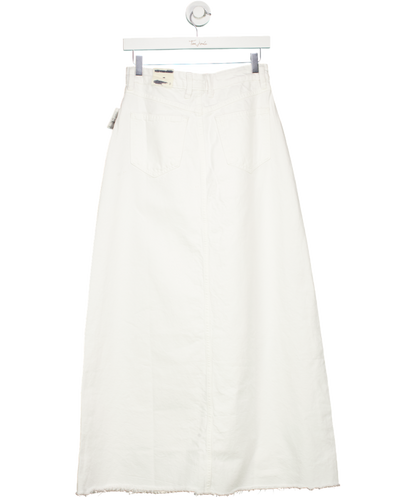 Free People White Come As You Are Denim Maxi Skirt UK 4