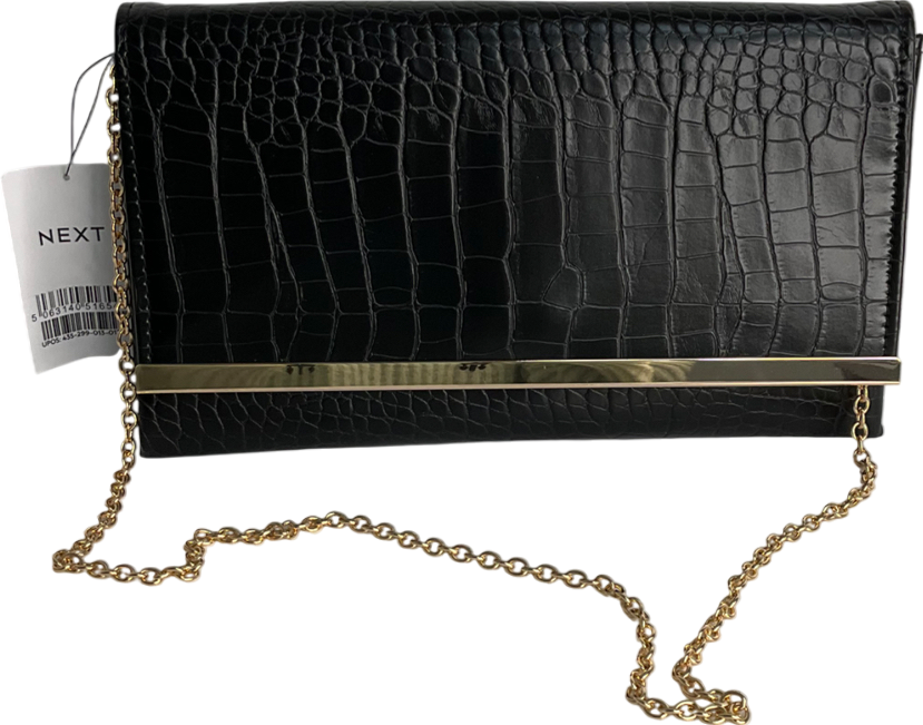 Next Black Clutch Bag With Detachable Body Chain One Size