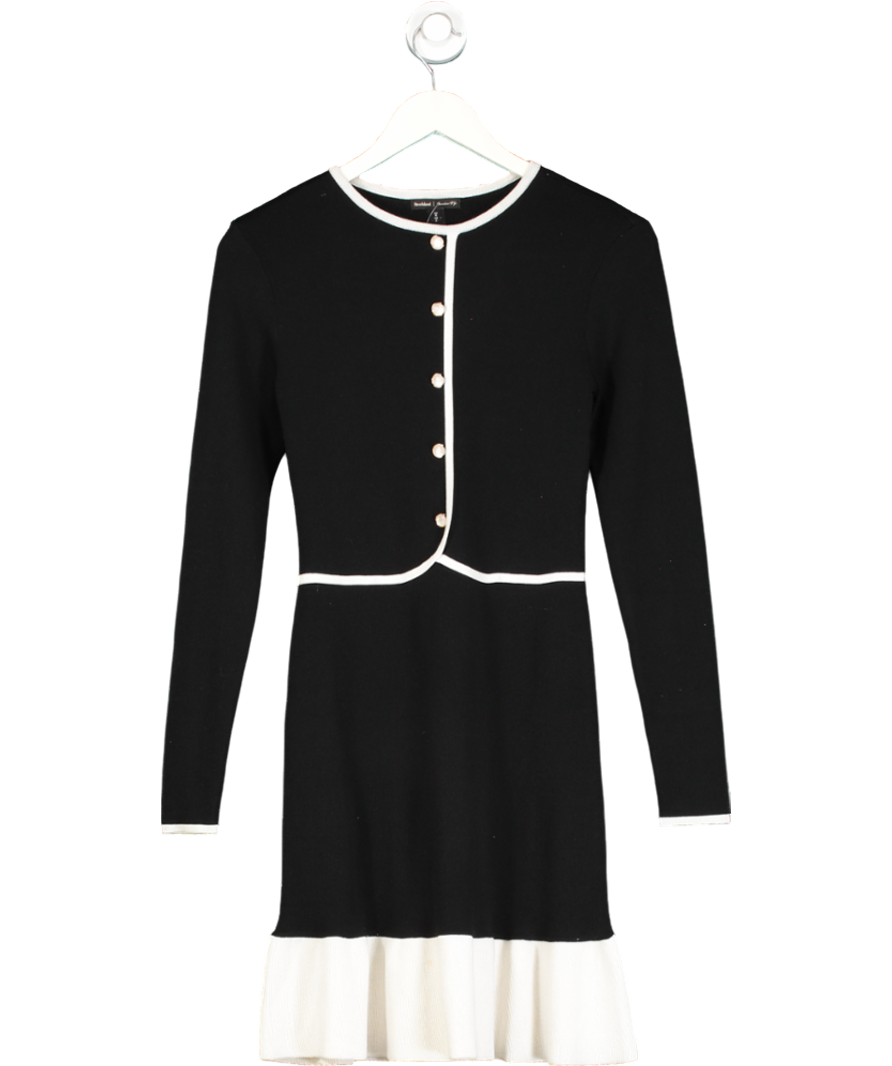 River Island Black Long Sleeve Knitted Mini Dress UK 6