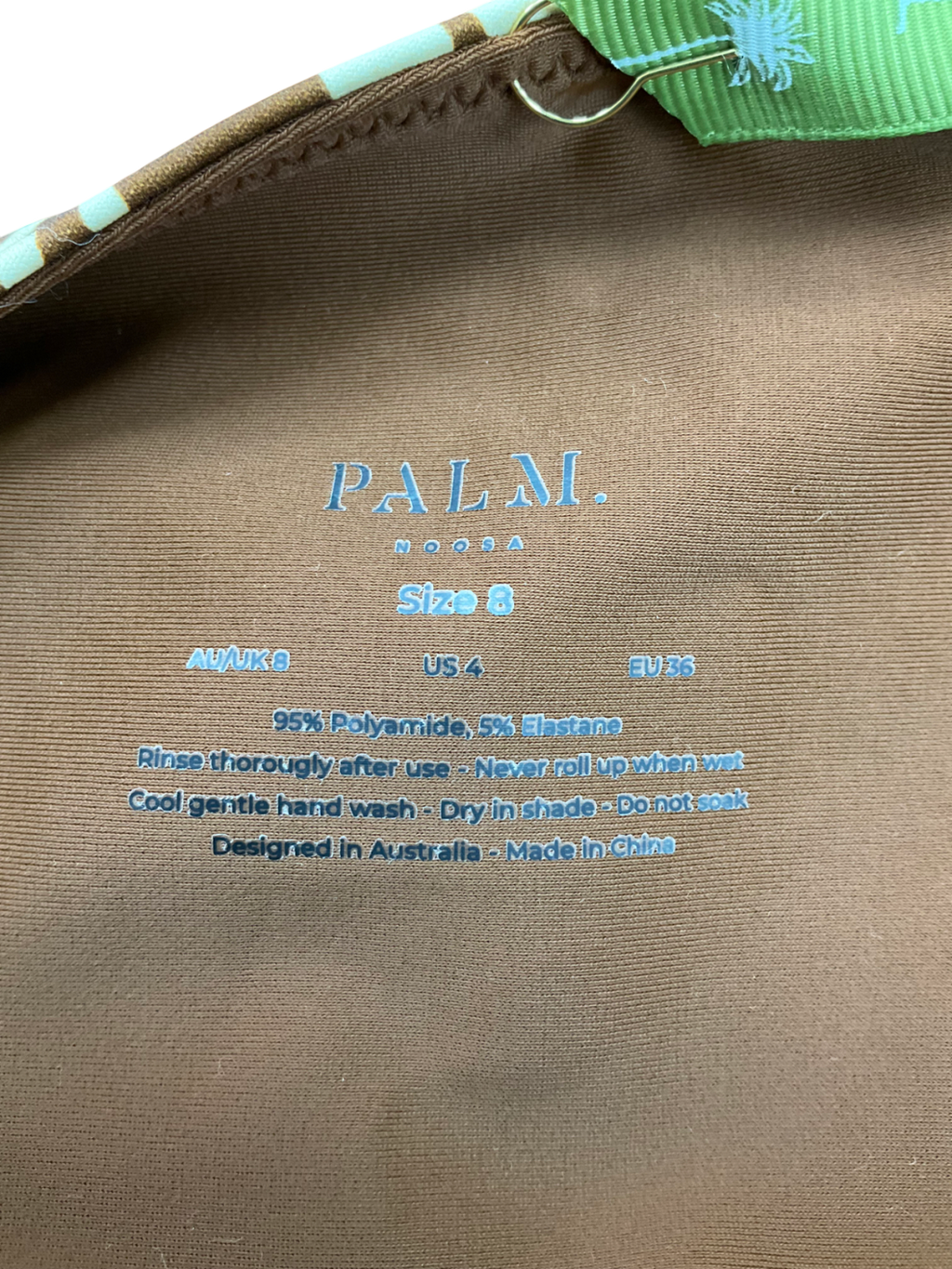 Palm Noosa High Waist Bikini Bottoms In Brown Shell UK 8