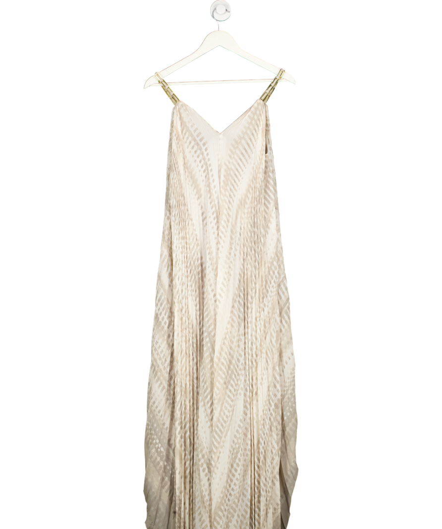 Halston Heritage Cream pleated chain detail dress UK XS