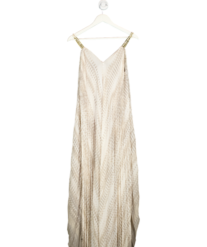 Halston Heritage Cream pleated chain detail dress UK XS