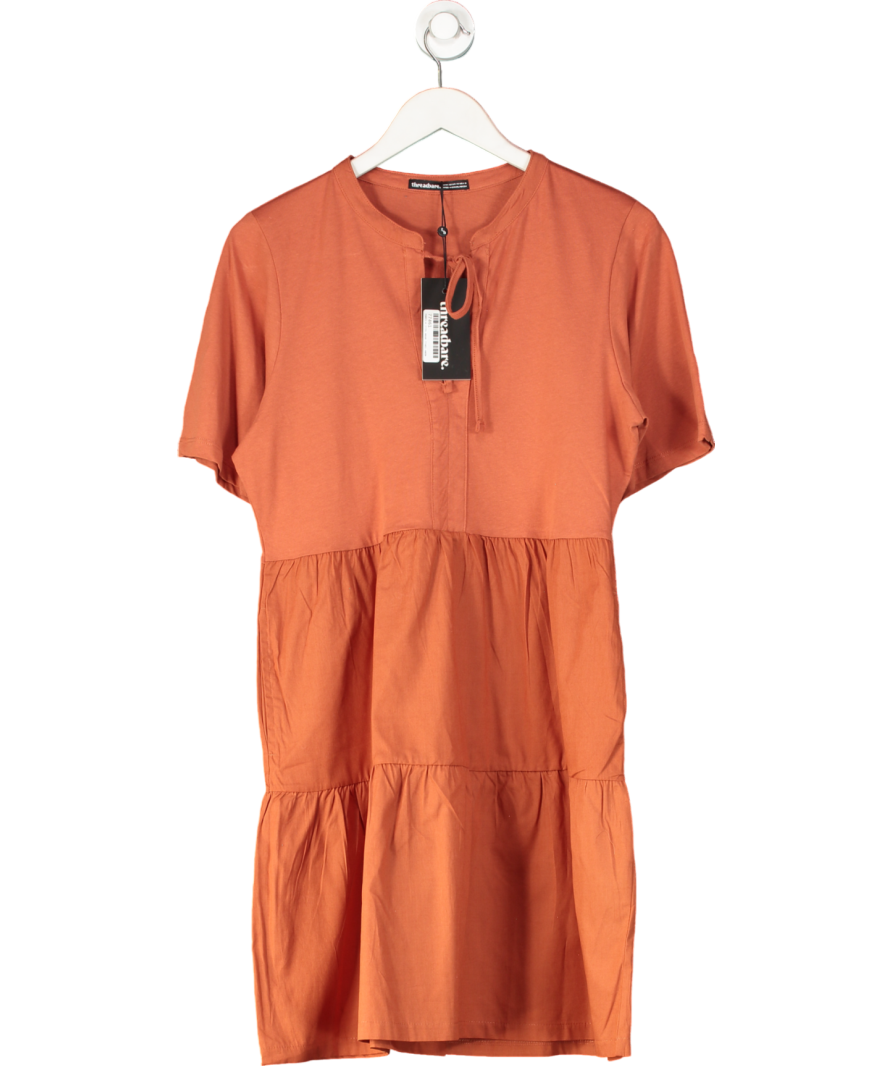 Threadbare Orange Alexis Tie Detail Tiered Dress UK 12