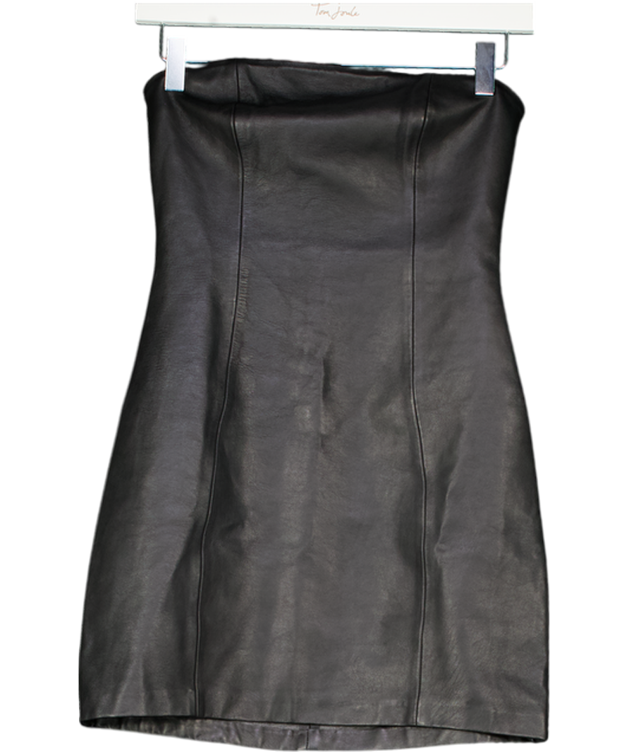 L'academie Real Leather Atuel Mini Dress In Black UK XS