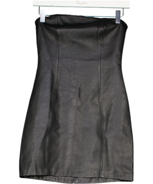 L'academie Real Leather Atuel Mini Dress In Black UK XS