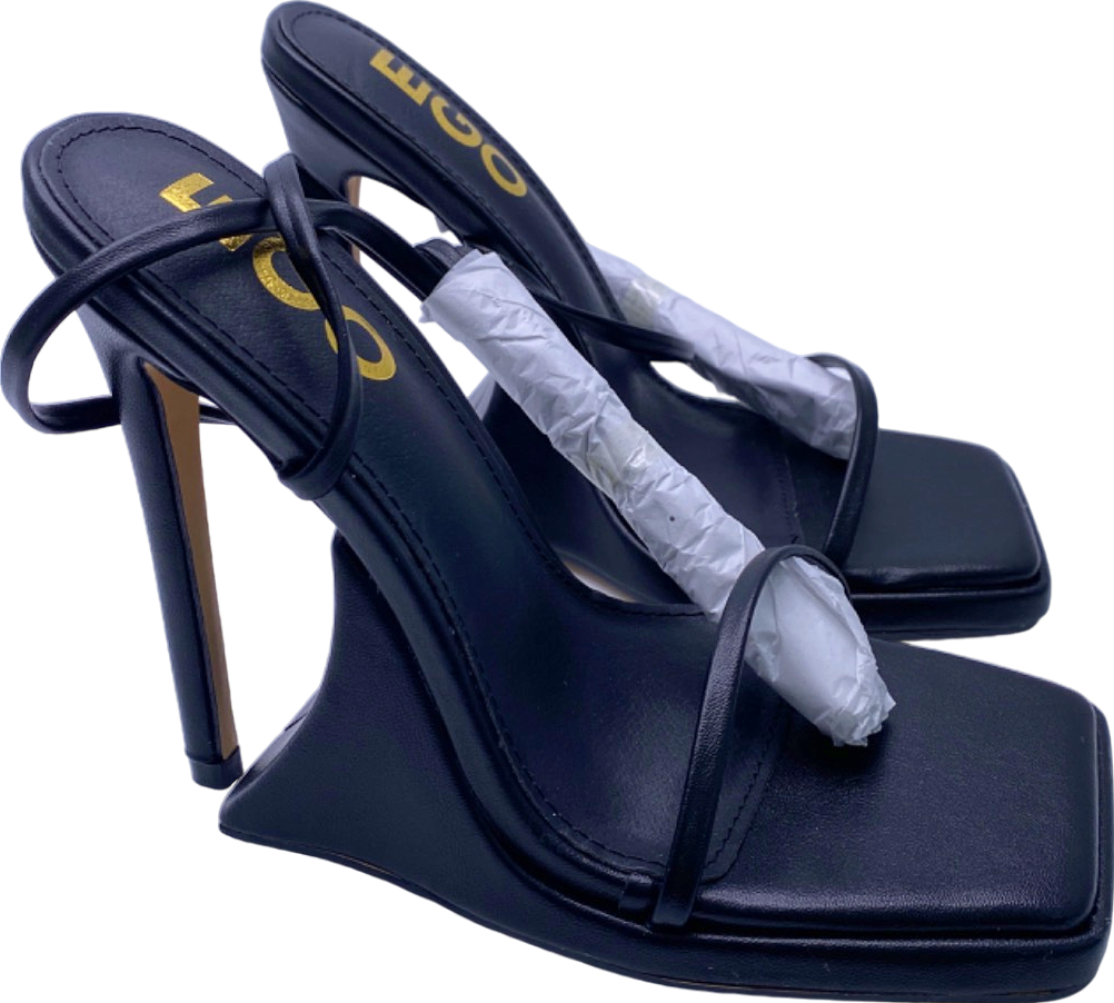 EGO Black Superlit Strappy Heels UK 4