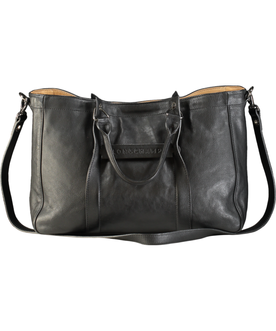 LONGCHAMP Black leather large 3d Tote bag with shoulder strap