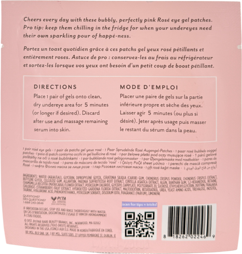 Patchology Serve Chilled Rosé Eye Gels Single 1 pair