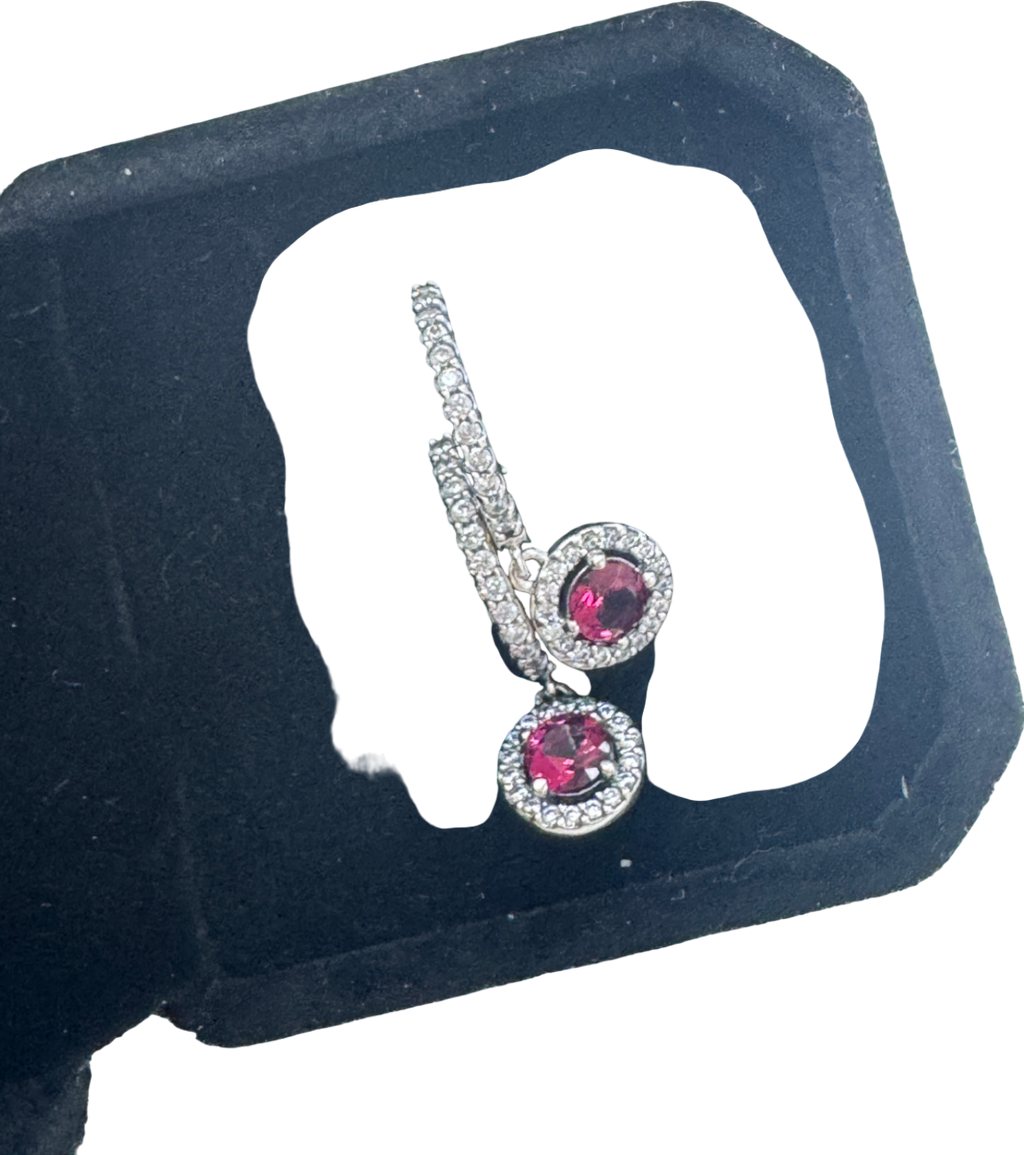 Pandora Red Round Sparkling Hoop Earrings