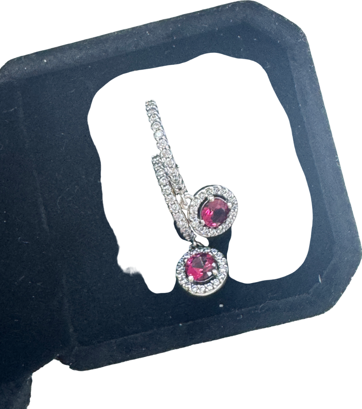 Pandora Red Round Sparkling Hoop Earrings