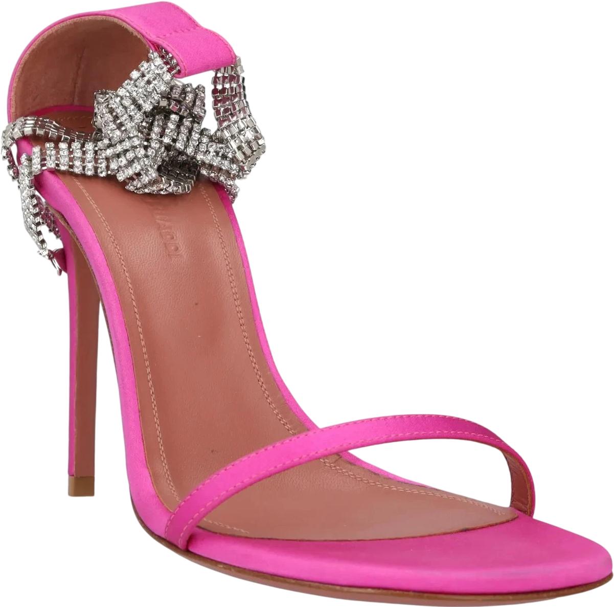 AMINA MUADDI Pink Georgia Crystal-strap Satin Wrap Sandals UK 4 EU 37