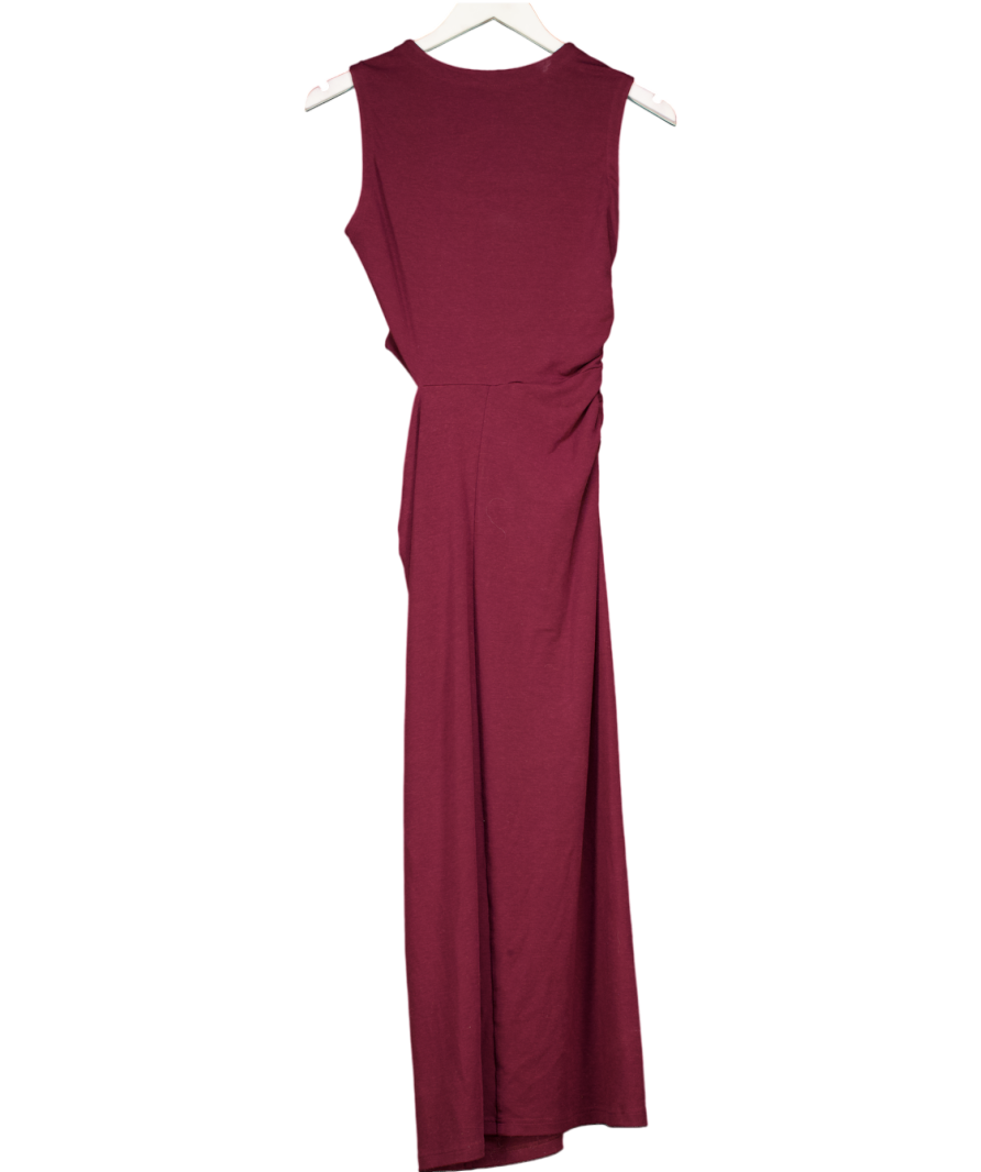 Fabrique X Amanda Gerell Burgundy Red Maja Knotted Sleeveless Dress In Tencel Merino Knit UK M
