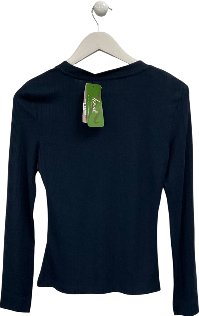 TU Blue Navy Crew Neck Ribbed Slim Fit Long Sleeve Top UK 8