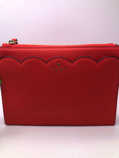 Kate Spade Red Scallop detail Pebbled Leather Crossbody Bag