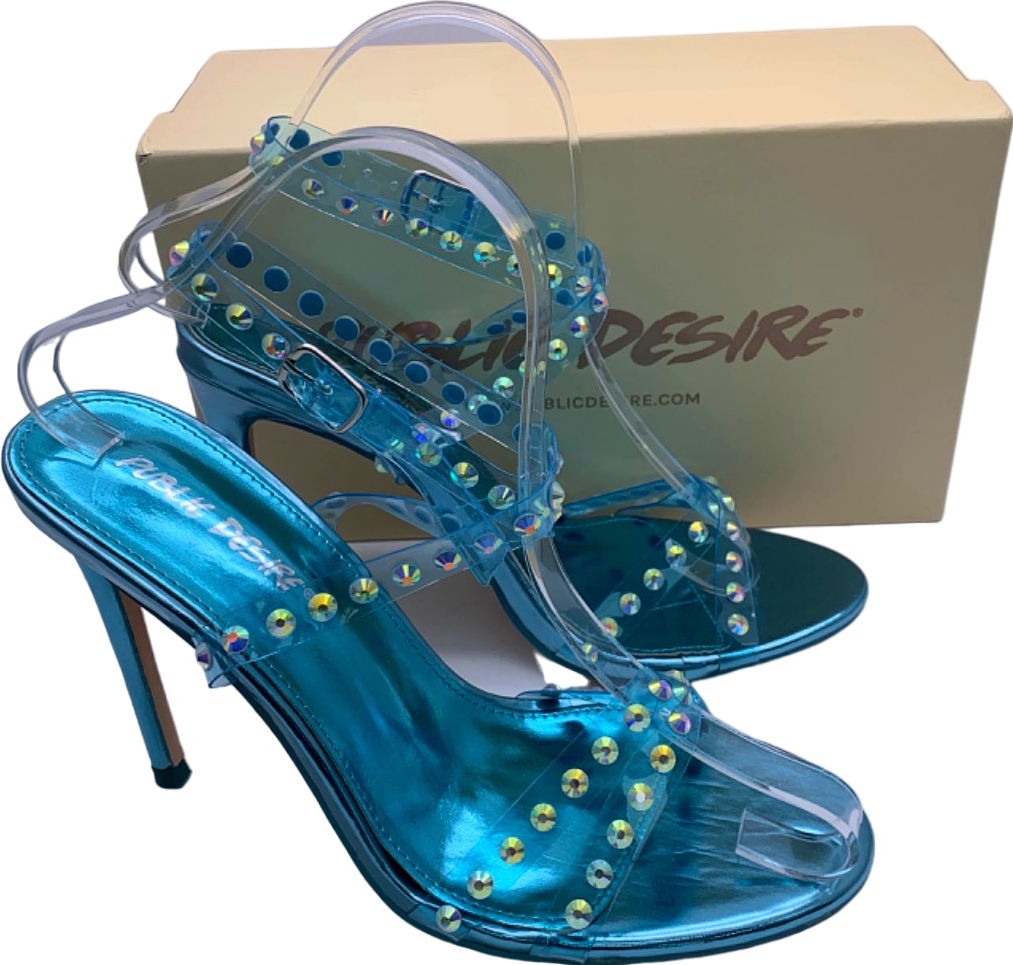 Public Desire Blue Dolly Heeled Sandals UK 6