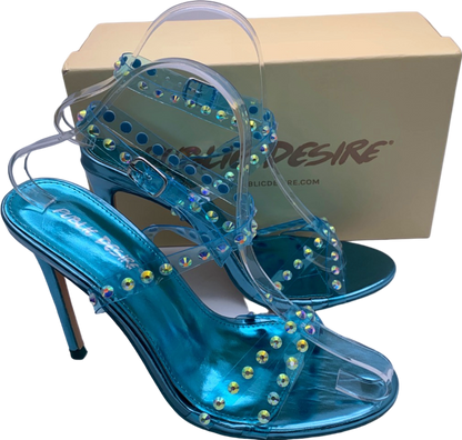 Public Desire Blue Dolly Heeled Sandals UK 6