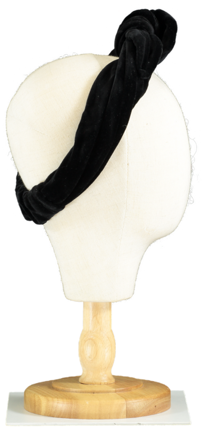 Maison Michel Black Velvet Turban Headband OS