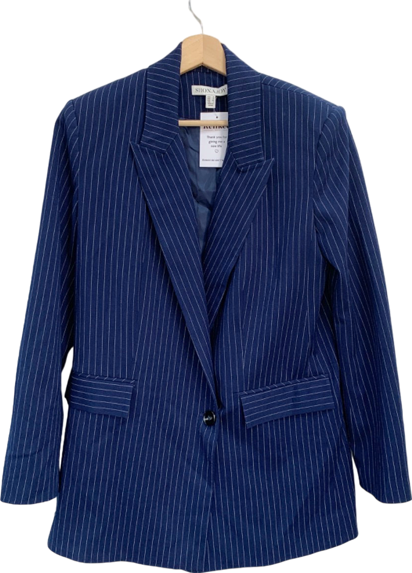 Shona Joy Navy Pinstripe Blazer UK 8