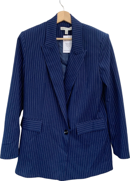 Shona Joy Navy Pinstripe Blazer UK 8