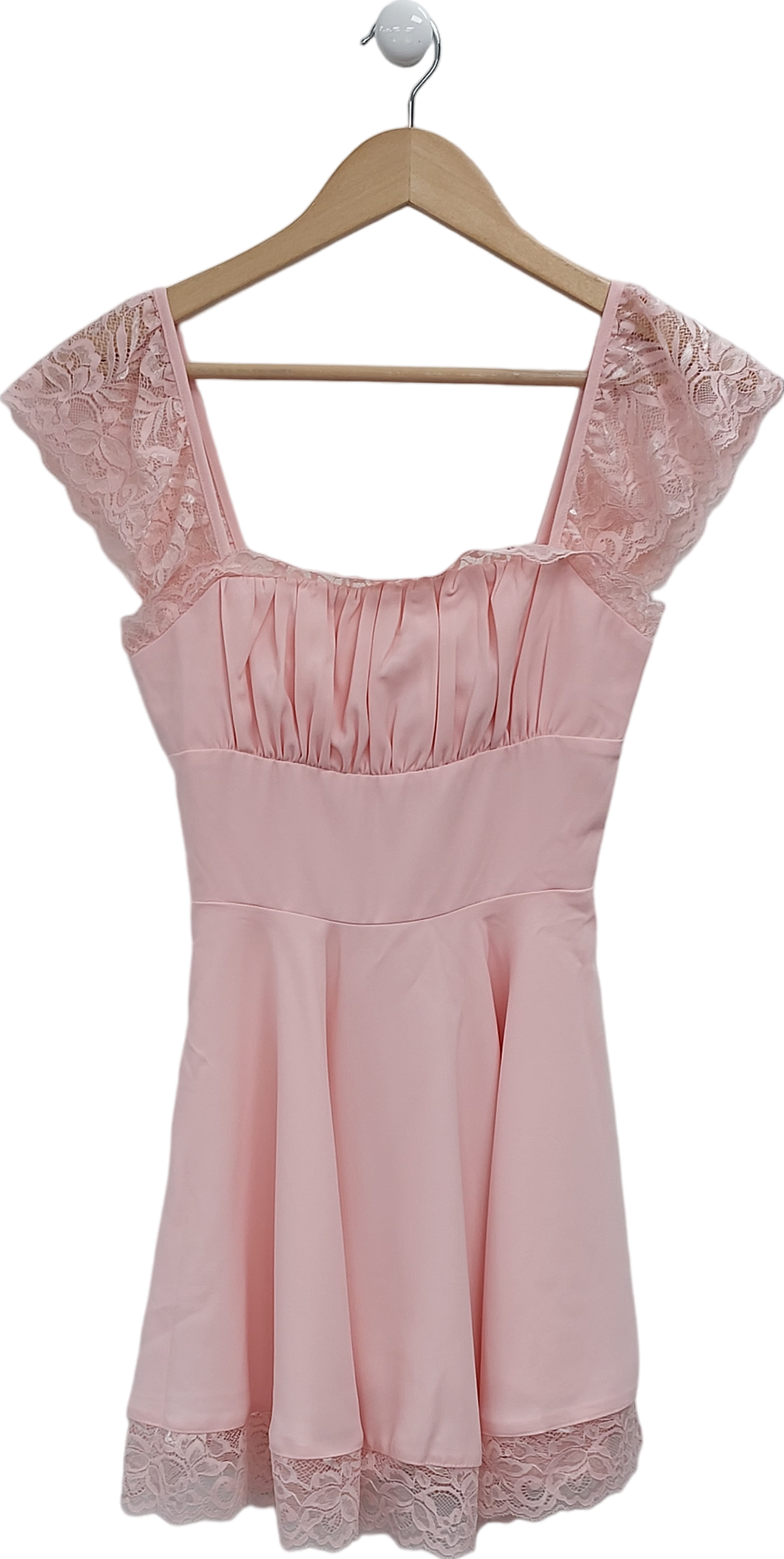 Fashion Nova Pink Lace Trimmed Mini Dress UK XS