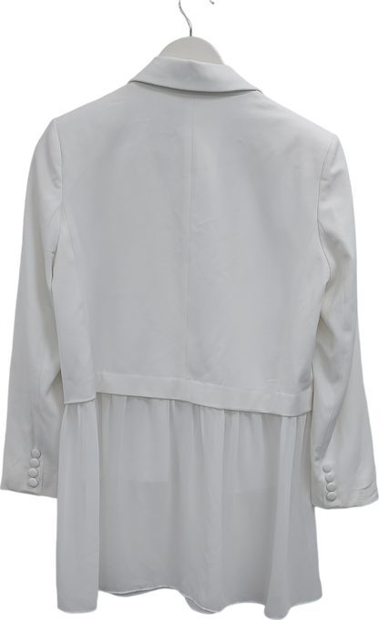 French Connection White Open Blazer With Soft Ruffle UK 10