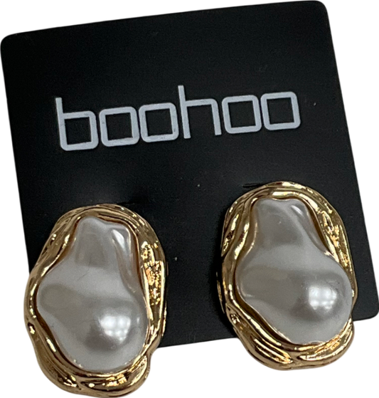 boohoo Metallic Pearl Stud Earrings One Size