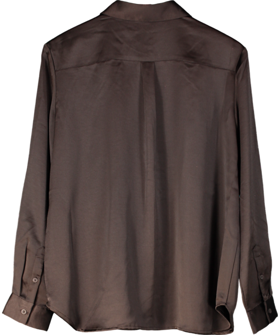 French Connection Brown Irina Satin Shirt UK L