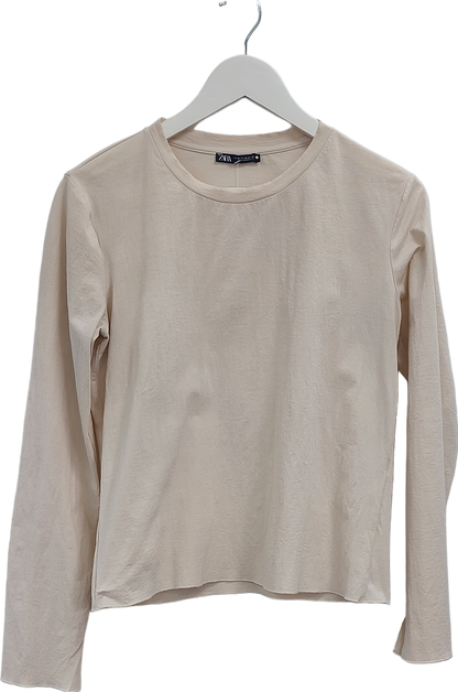 ZARA Beige Long Sleeve Top UK M