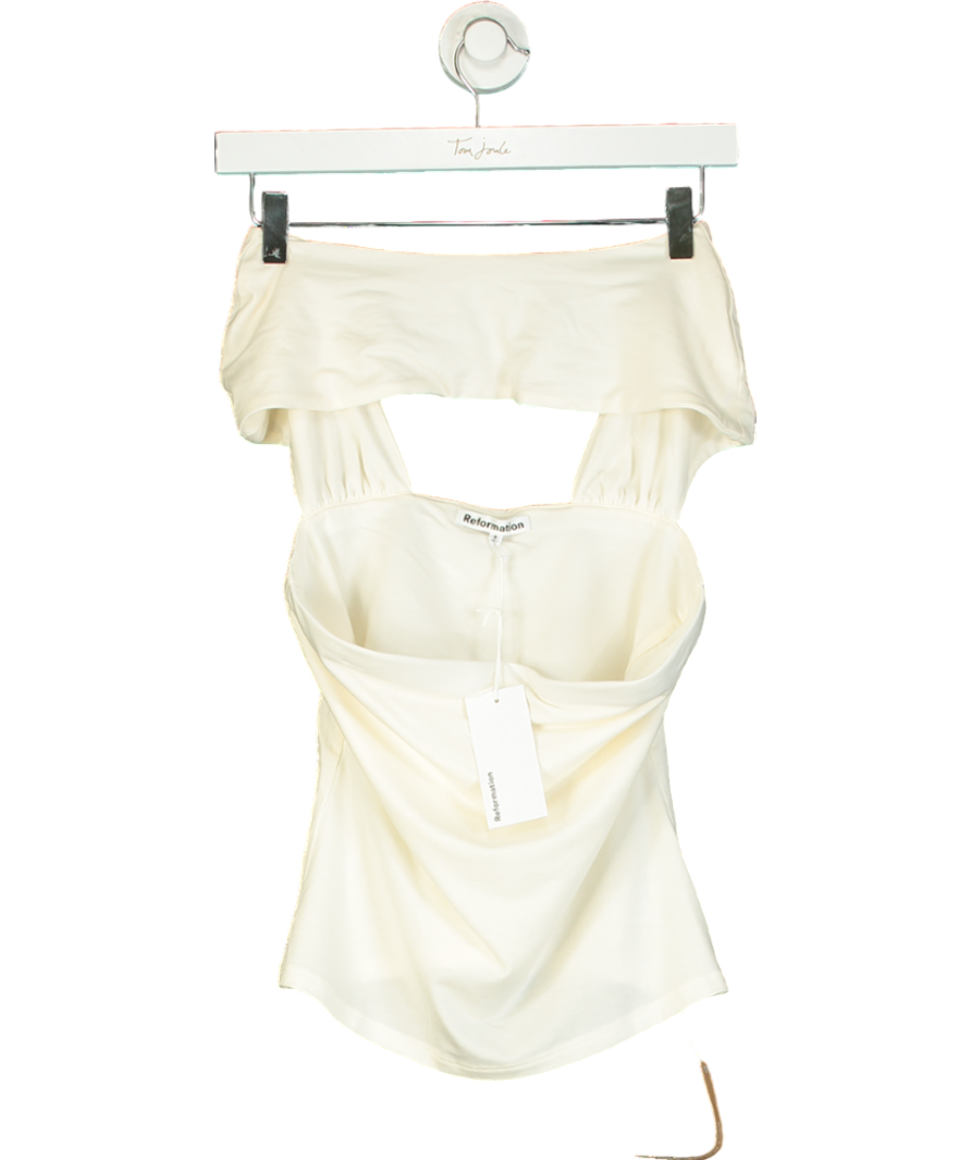Reformation Cream Carmina Knit Top UK S