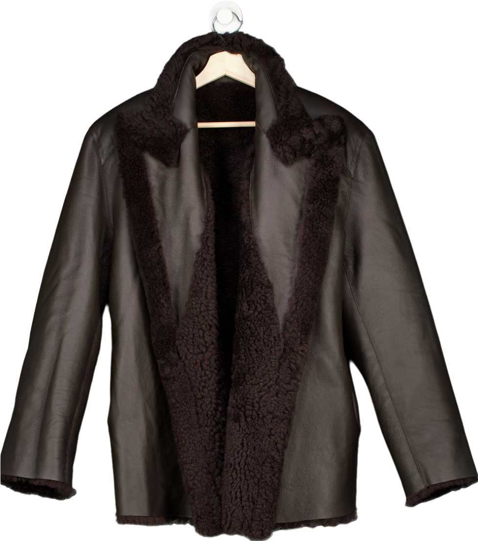 Mentlova Brown Shearling Leather Coat EU 36