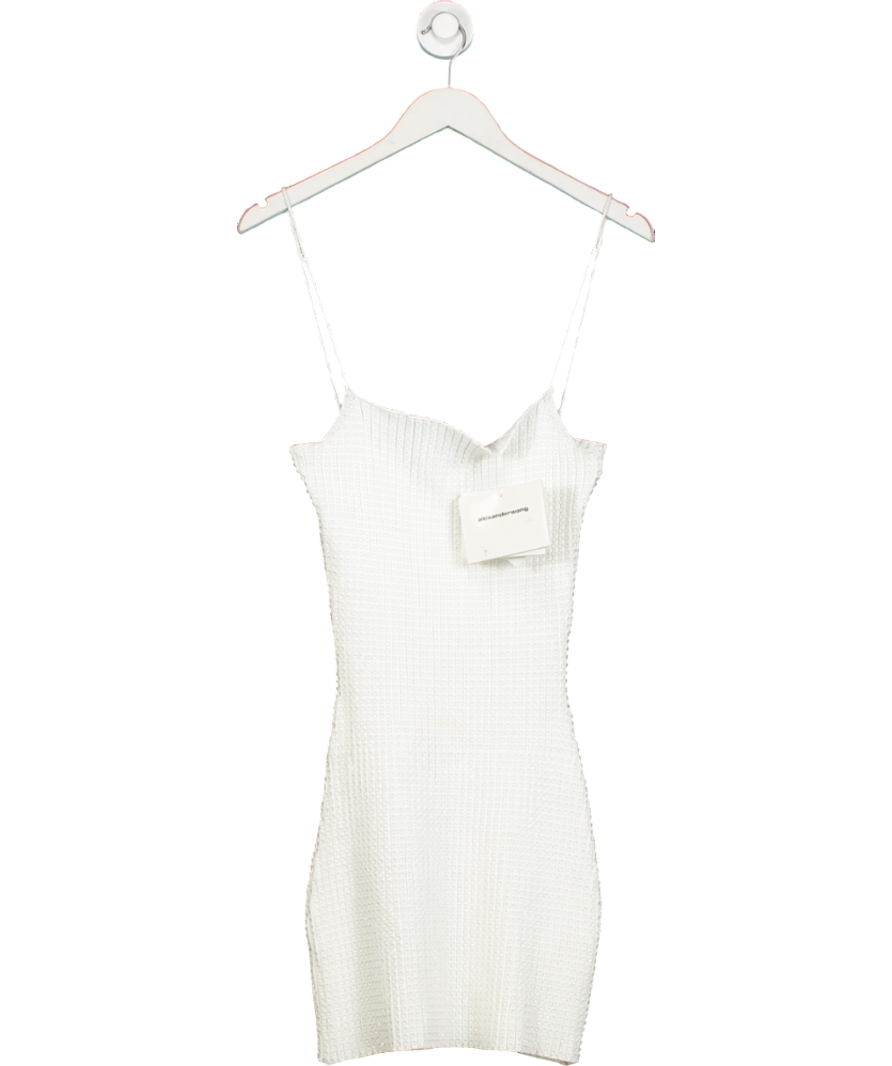 Alexander Wang White Crystal-embellished Ribbed-knit Mini Dress UK S