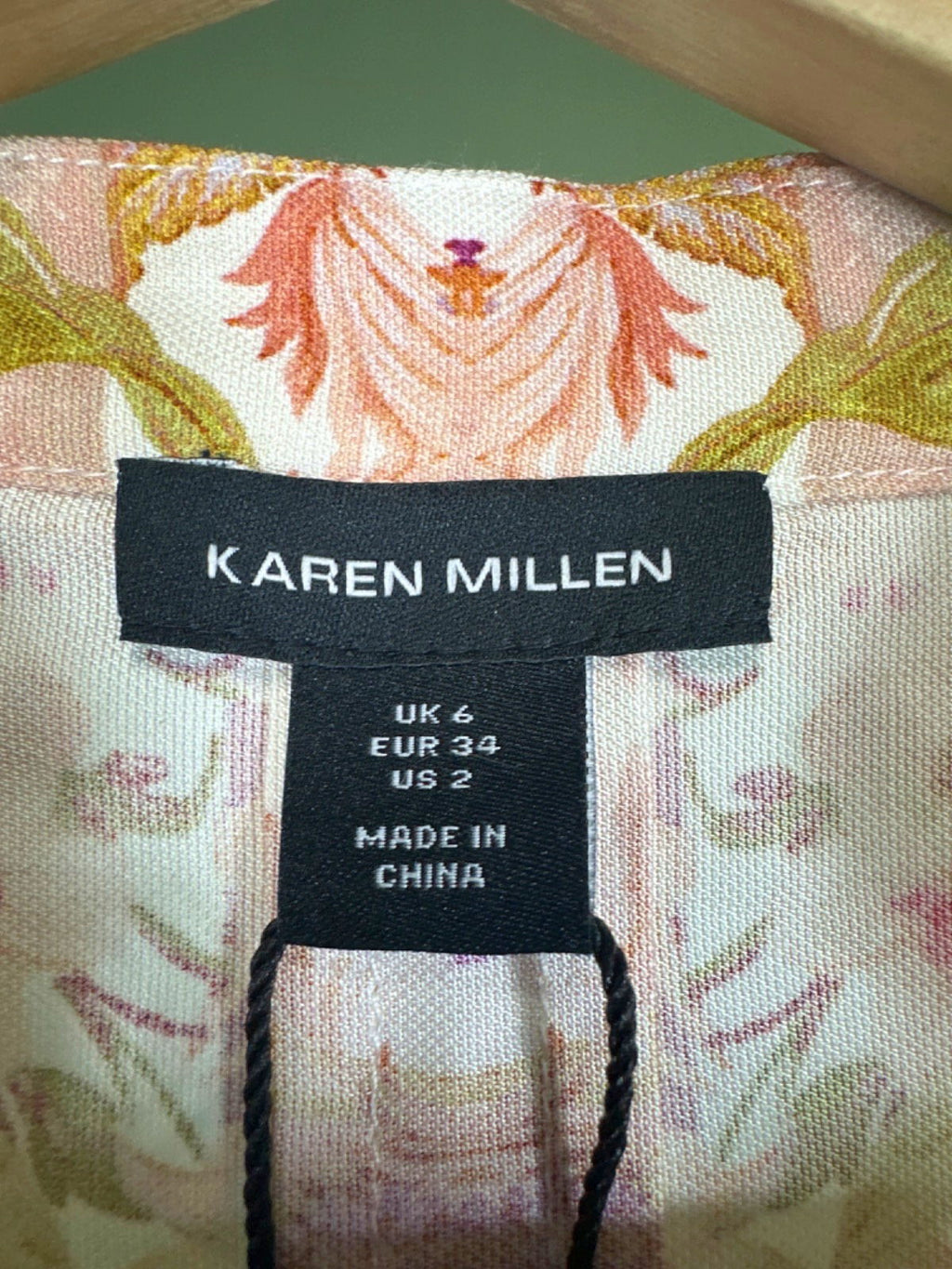 Karen Millen Pink Mirrored Floral Viscose Linen Mini Dress UK 6