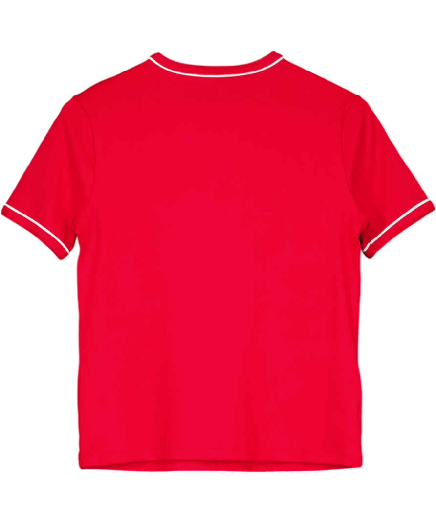 MANGO Red Cotton T-shirt With Contrasting Trim UK XS