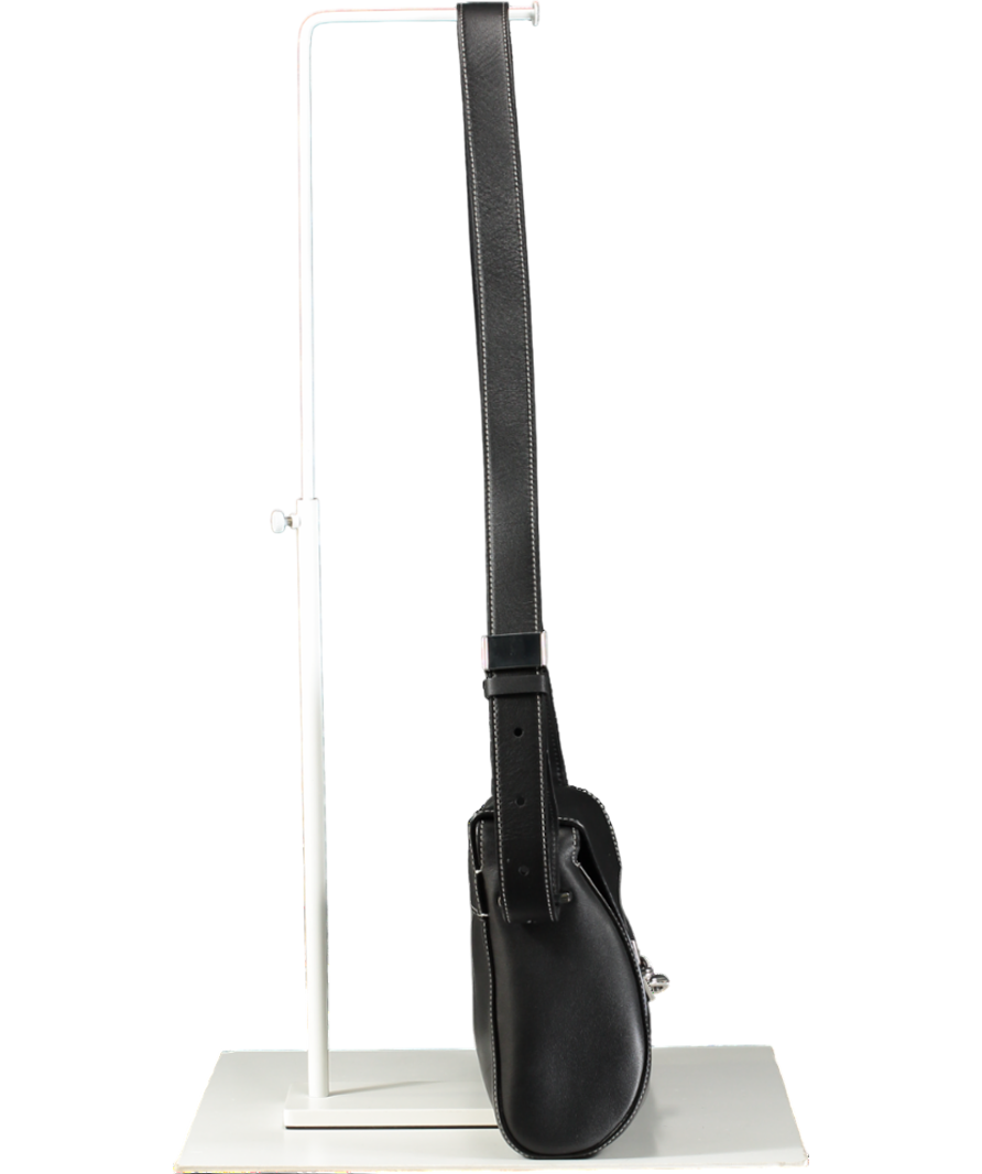 TAD FAB Black Softie Midi Calfskin Leather Shoulder Bag One Size