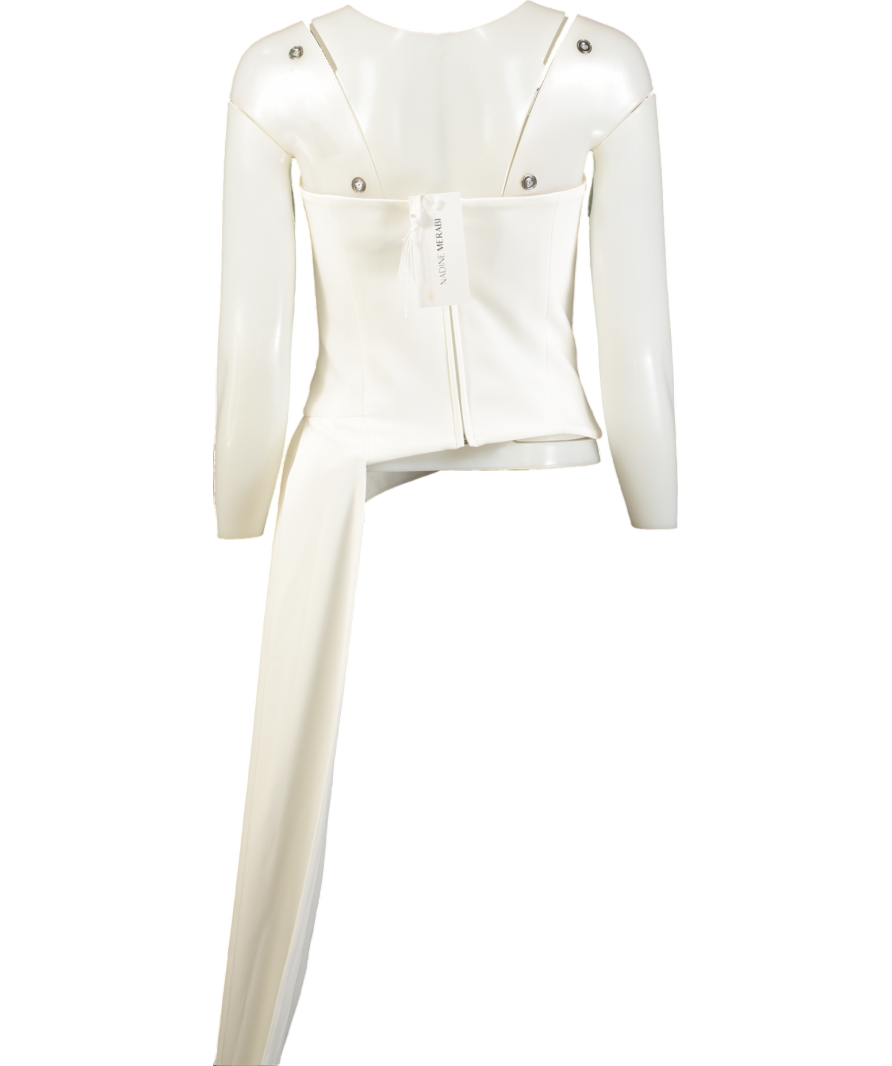 Nadine Merabi Faye White Draped Corset Top UK S/M