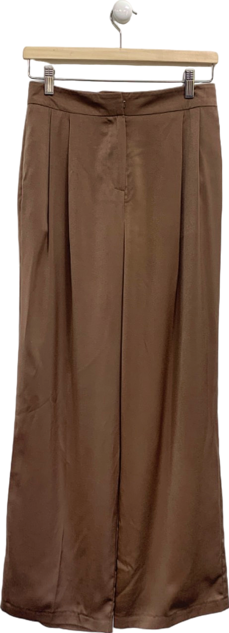 Friends Like These Brown High-Waisted Satin Trousers UK 8