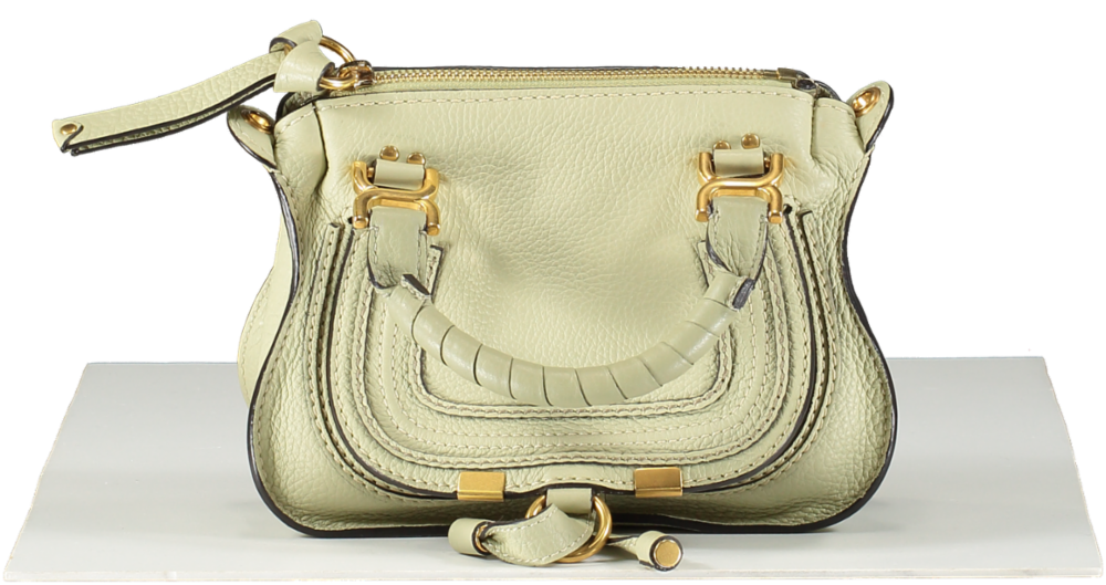 Chloé Sage Green grained leather Mini Marcie Double Carry Bag