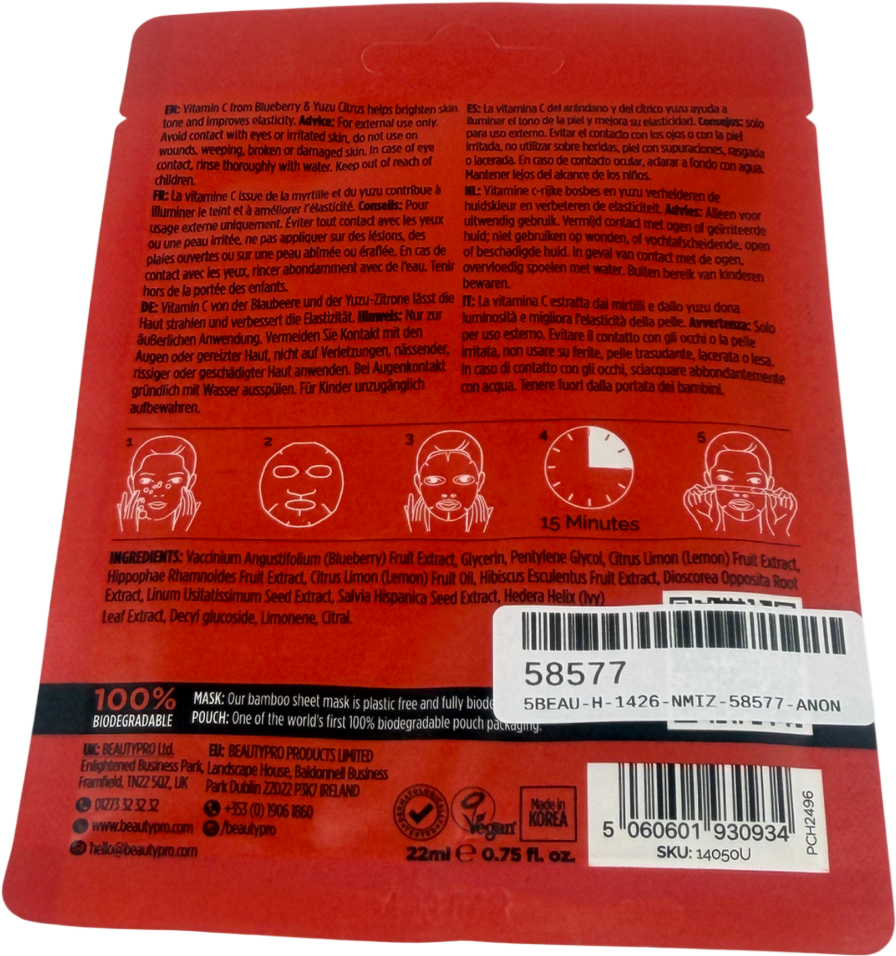 Beauty Pro Brightening Collagen Sheet Mask With Vitamin C 22ml
