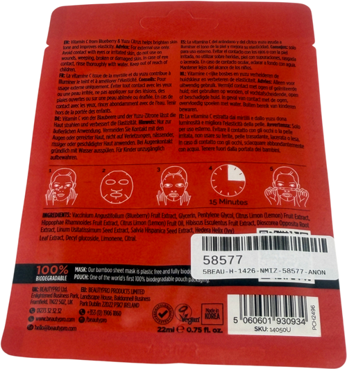 Beauty Pro Brightening Collagen Sheet Mask With Vitamin C 22ml