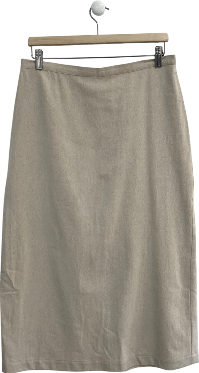 Albaray Beige Linen Midi Skirt UK 14