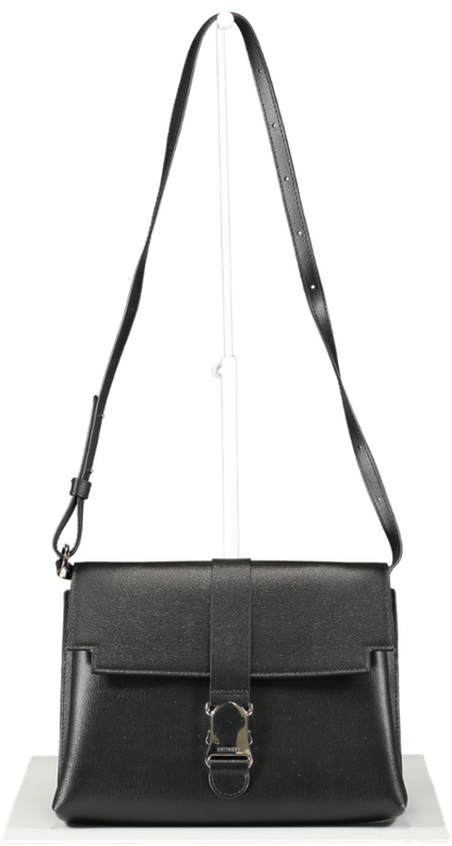 SENREVE Black Pebbled Leather Cadence Shoulder Bag With Silver Hardware One Size