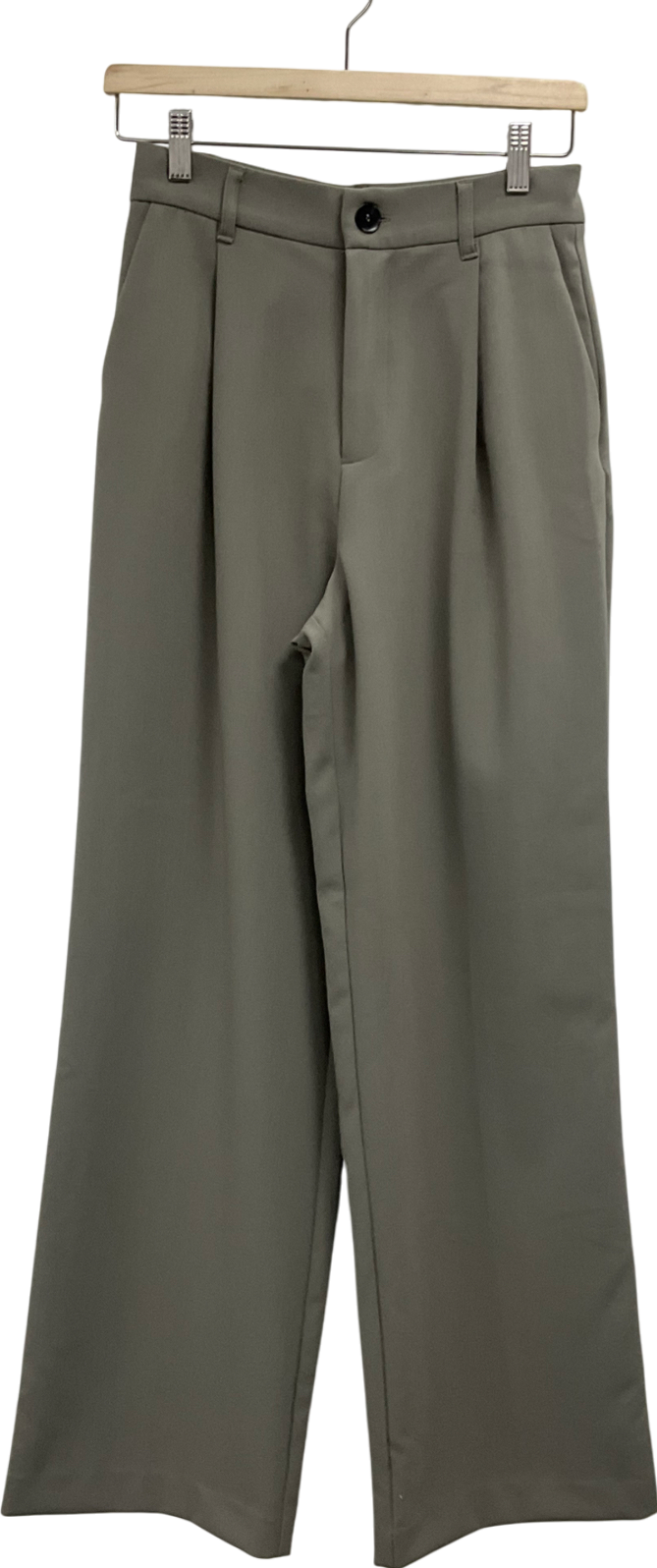 ZARA Green Trousers With Double Pleat UK XS